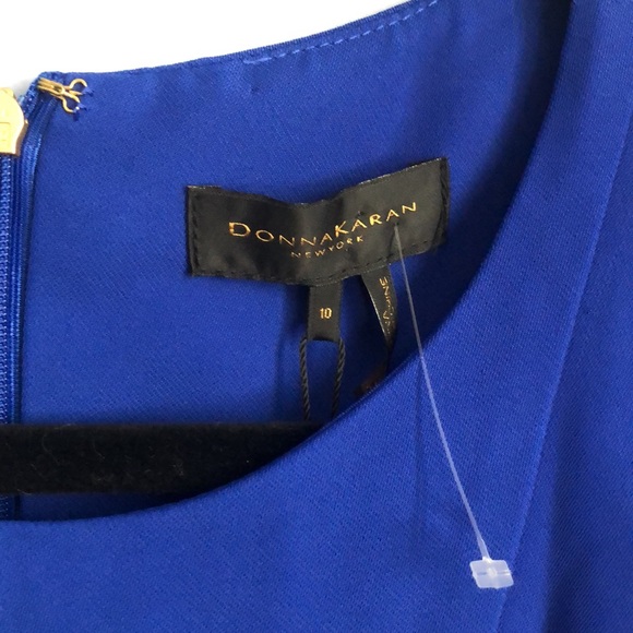 ⭕️ PRICE FIRM NEW Donna Karan Size 10 Blue Ruffle Sleeveless Sheath Dress - Picture 3 of 5